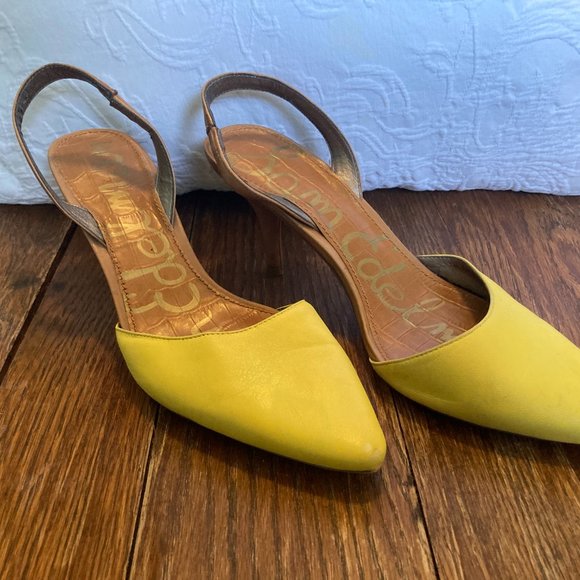 Yellow Slingback Kitten Heels - Picture 5 of 8